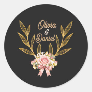 Autocollant d'enveloppe de mariage botanique Or No