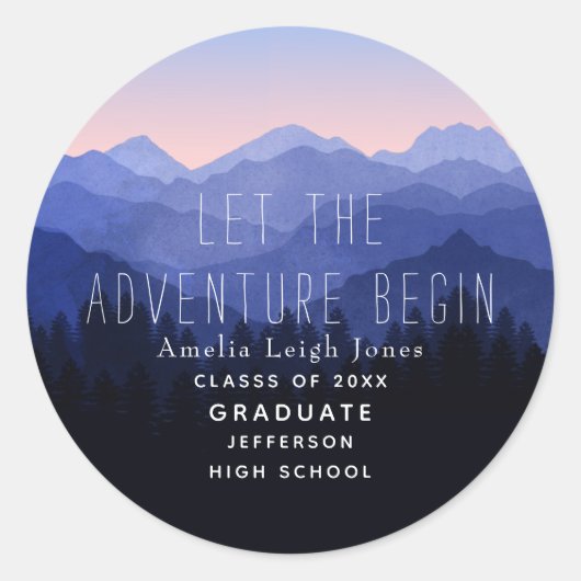 Autocollant d'enveloppes Rustique Mountain Graduat (Devant)