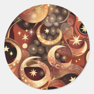 Autocollant - Design de Lune Céleste en Terracotta