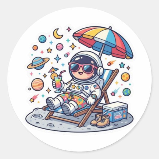 Autocollant d'espace de plage d'été d'astronaute K (Devant)