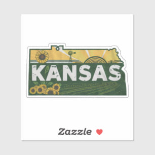 Autocollant d'État du Kansas Retro