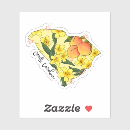 Autocollant d'État illustré de Caroline du Sud (Feuille)