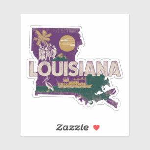 Autocollant d'État Retro Louisiana