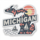 Autocollant d'état Retro Michigan (Devant)