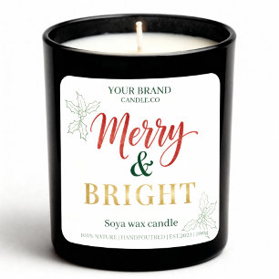 Autocollant d'étiquette de bougie de Noël Merry &