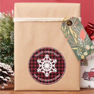 Autocollant d'étiquette de cadeau de Noël à carrea
