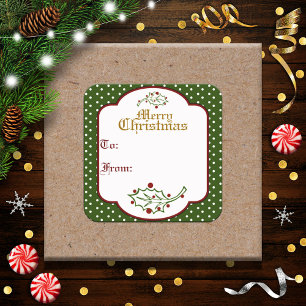 Autocollant d'étiquette de cadeau de Noël vintage