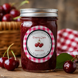 Autocollant d'étiquette de confiture de cerise fai