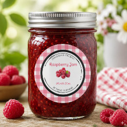 Autocollant d'étiquette de confiture de framboise
