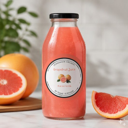Autocollant d'étiquette de jus de pamplemousse bio