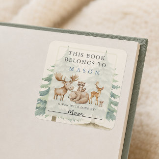 Autocollant d'étiquette de livre de jolis animaux 