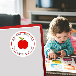Autocollant d'étiquette de livre de pomme d'enseig