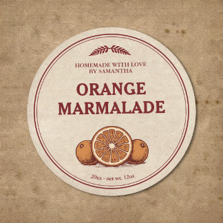 Autocollant d'étiquette de marmelade d'orange mais