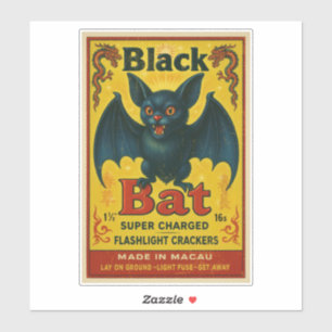 Autocollant d'étiquette de pétard de chauve-souris
