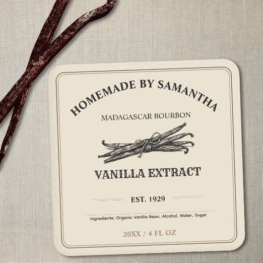 Autocollant d'étiquette d'extrait de vanille de ph