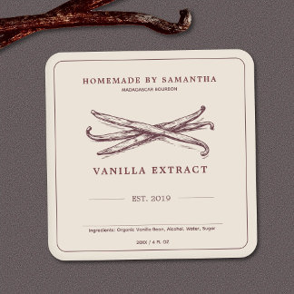 Autocollant d'étiquette d'extrait de vanille vinta