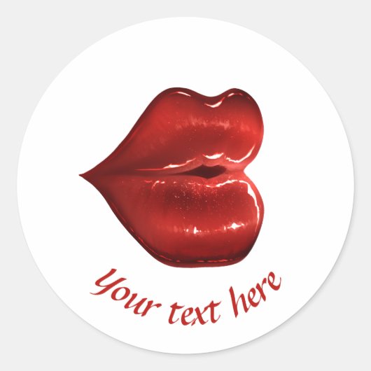 Autocollant d'étiquette lèvres rouges amour (Devant)