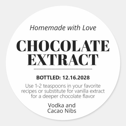 Autocollant d'étiquette moderne d'extrait de choco (Devant)