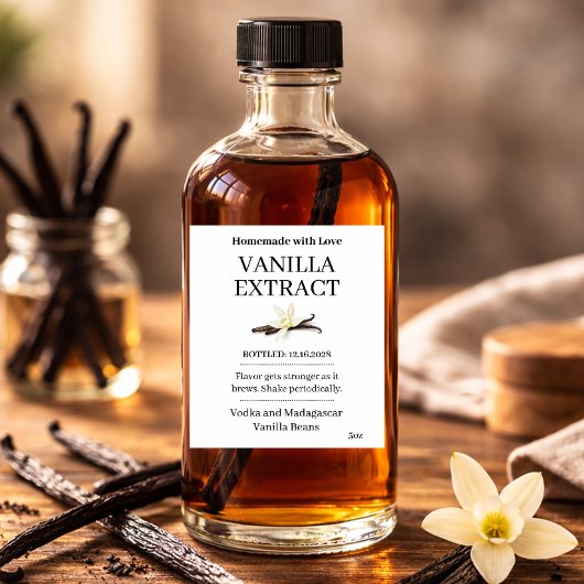 Autocollant d'étiquette moderne d'extrait de vanil