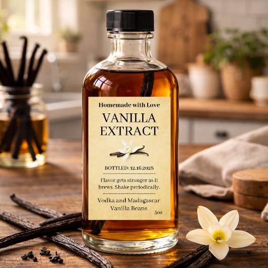 Autocollant d'étiquette moderne d'extrait de vanil