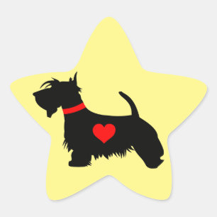 Autocollant d'étoile de coeur de chien de Scottie