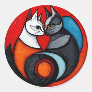 Autocollant Deux Chats Pour Ordinateur Portable Am