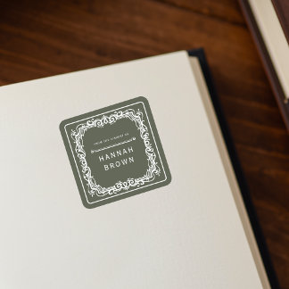 Autocollant d'ex-libris élégant