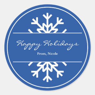 Autocollant d'hiver Blue & White Snowflake