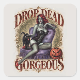 Autocollant d'horreur de pin-up zombie magnifique