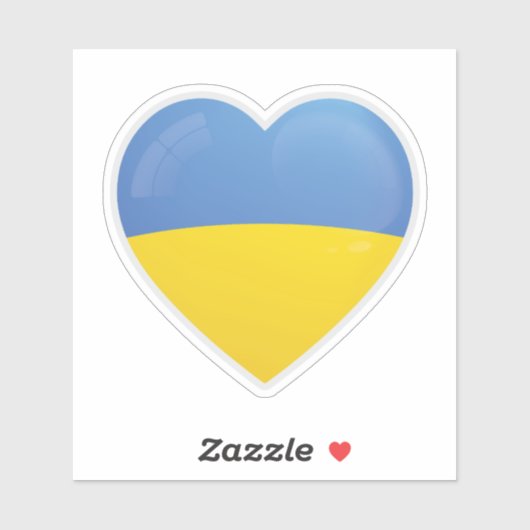 Autocollant d'icône d'amour drapeau d'Ukraine (Feuille)