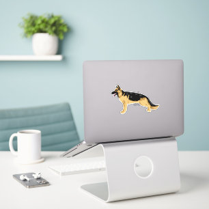 Autocollant d'illustration côté chien berger allem