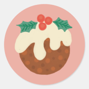 autocollant d'illustration de pudding de Noël