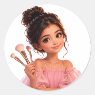 Autocollant d'illustration d'une jolie petite fill