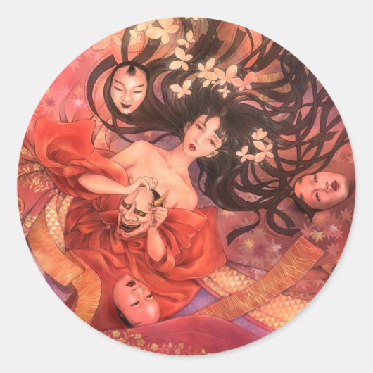 Autocollant d'Imaginaire de masque Noh japonais (Devant)