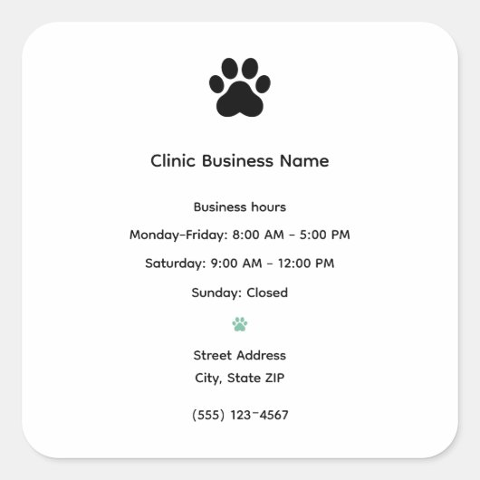 Autocollant d'informations de contact de la cliniq (Devant)