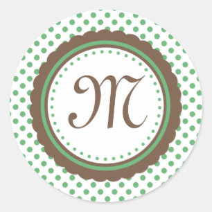 Autocollant d'initiale de monogramme de pois de