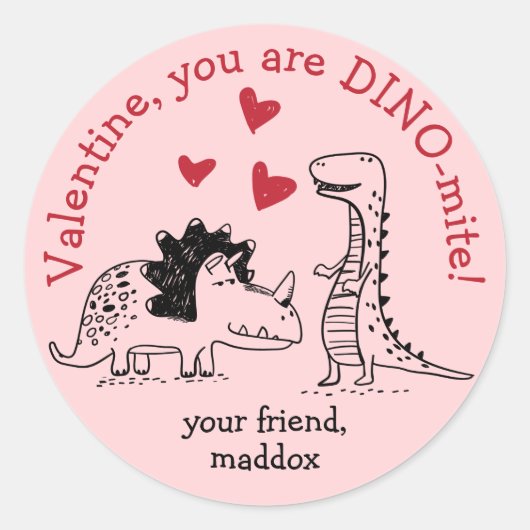 Autocollant Dinosaur Valentine (Devant)