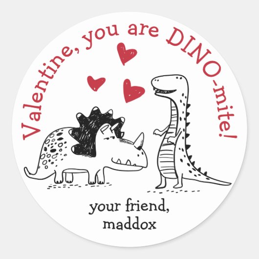 Autocollant Dinosaur Valentine (Devant)