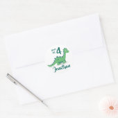 Autocollant Dinosaur vert d'anniversaire personnal (Enveloppe)