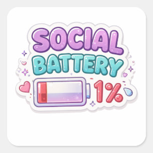 Autocollant d'introverti de batterie sociale 1%