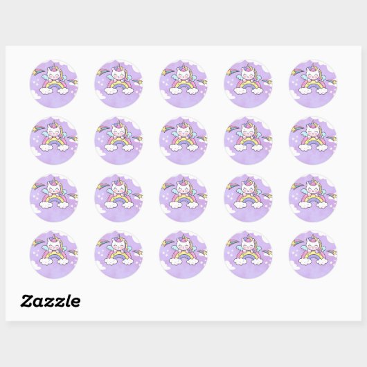 Autocollant d'invitation d'anniversaire Licorne Ar (Feuille)