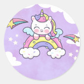 Autocollant d'invitation d'anniversaire Licorne Ar (Devant)