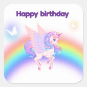 Autocollant d'invitation d'anniversaire Licorne Ar (Devant)