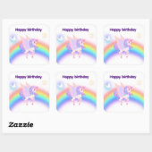 Autocollant d'invitation d'anniversaire Licorne Ar (Feuille)