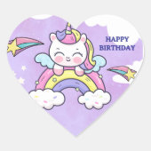 Autocollant d'invitation d'anniversaire licorne ar (Devant)