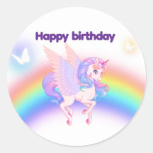 Autocollant d'invitation d'anniversaire Licorne Ar