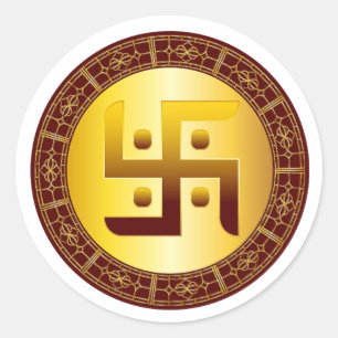 Autocollant Diwali Swastik Hindou Doré