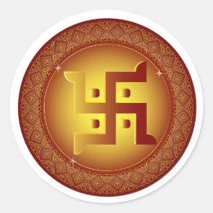 Autocollant Diwali Swastik Hindou Doré