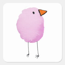 Autocollant d'oiseau à l'aquarelle rose mignon