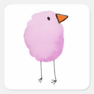 Autocollant d'oiseau à l'aquarelle rose mignon